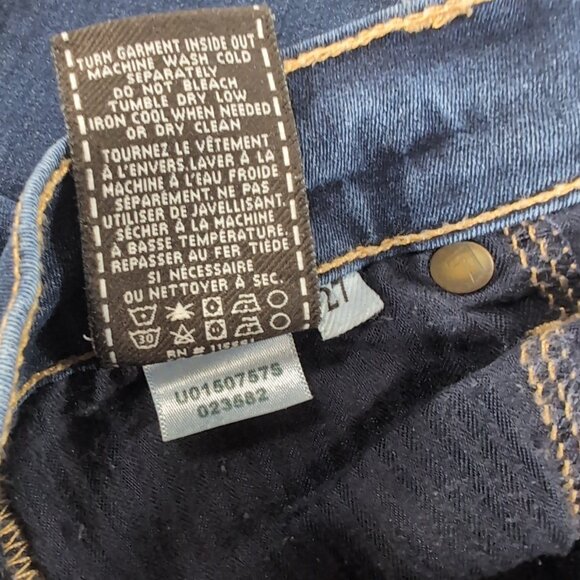 7 For All Mankind Jeans 27 The Skinny Blue Dark Wash Denim Pants Midrise - Picture 13 of 13